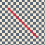 Two-pixel red stroke on cream and slate checkerboard