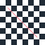 Original 64 pixel shirt-front preview with 1 pixel source line on 8 px checker A background