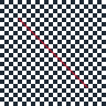 96-pixel checkerboard preview of the one-pixel source line at a minimum-count offset